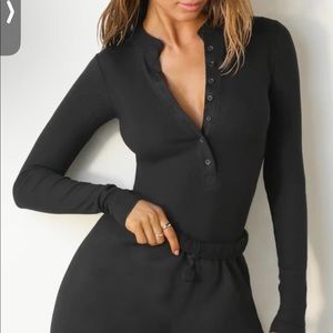 JOAH BROWN BUTTON DOWN HENLEY S/M in off black